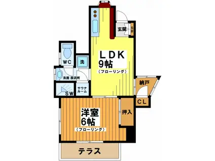 石橋ビル(1LDK/1階)の間取り写真