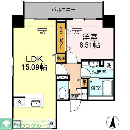 ポラリス菊川(1LDK/6階)の間取り写真