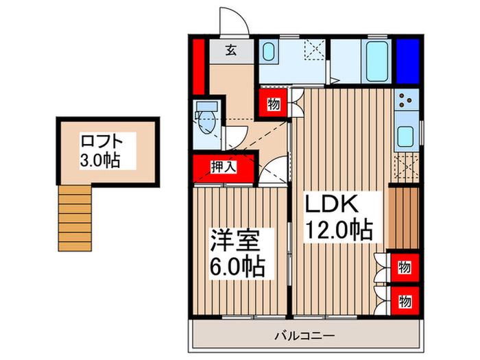 キャッスル西浦(1LDK/2階)の間取り写真