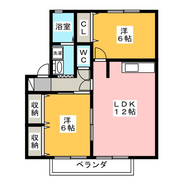 リジェール(2LDK/2階)の間取り写真
