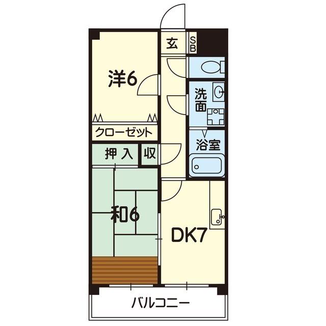 チェリー尾ノ上(2DK/2階)の間取り写真