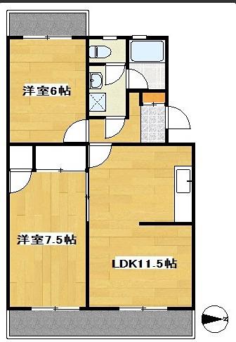 レジデンス曳馬(2LDK/1階)の間取り写真
