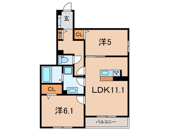 キャトルセゾン(2LDK/3階)の間取り写真