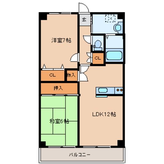 オーレゾン(2LDK/4階)の間取り写真