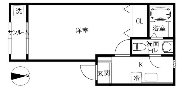 ダフニス(1K/2階)の間取り写真
