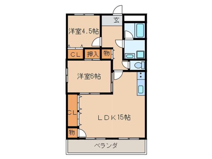 グリーンシティ岩倉(2LDK/2階)の間取り写真