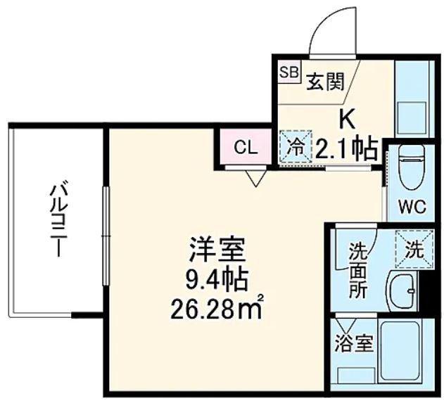CUORE三光町(1K/3階)の間取り写真