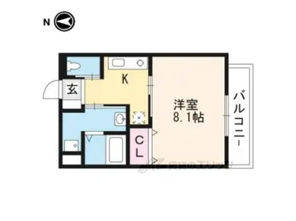 グランディ 凌(1K/2階)の間取り写真