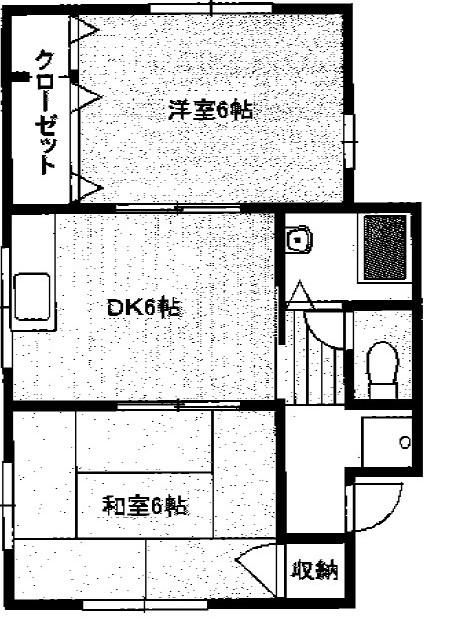 なかたにハイツ北棟(2DK/2階)の間取り写真