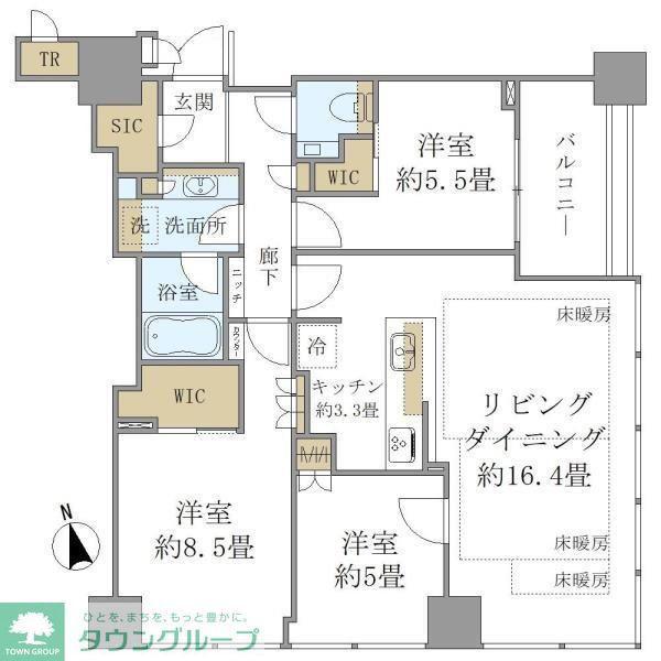 白金ザ・スカイ イースト(3LDK/19階)の間取り写真