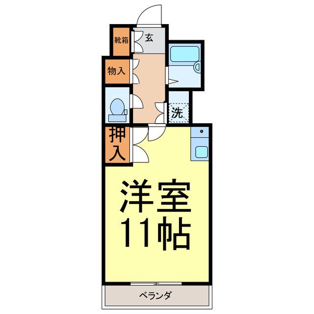 クレストV I(ワンルーム/3階)の間取り写真