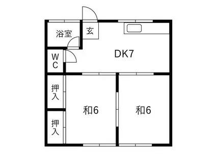 赤坂サンコーポ(2DK/2階)の間取り写真