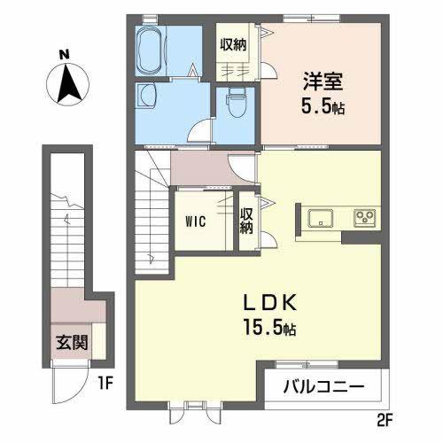 グランヴィルN棟(1LDK/2階)の間取り写真