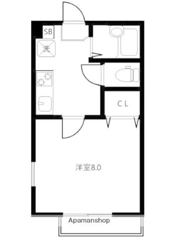 ルセアンチェリーヒル(1K/1階)の間取り写真