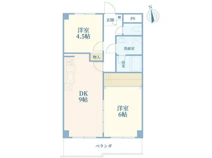 フォーレスト司(2DK/4階)の間取り写真