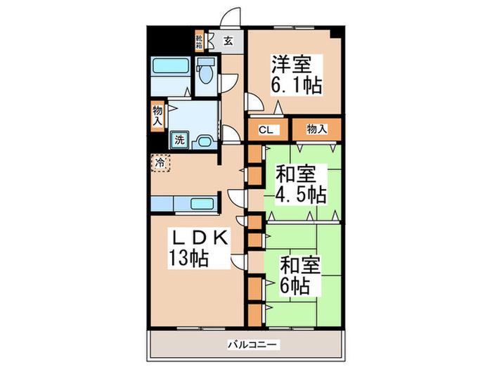 パークサイド長坂(3LDK/3階)の間取り写真