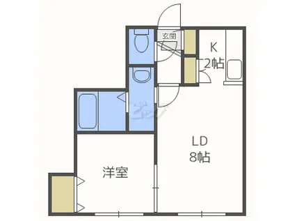 レユシール北25(1LDK/2階)の間取り写真