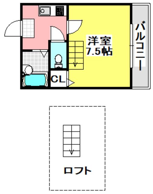 ハイツグレース(1K/2階)の間取り写真