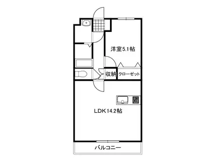 クラウニング岩宿(1LDK/3階)の間取り写真