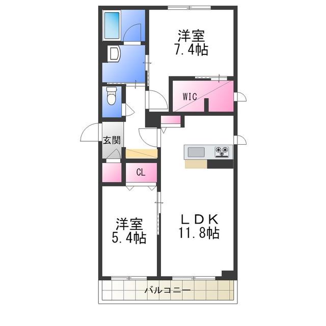 TOMENTOSA IZUMIOTSU(2LDK/3階)の間取り写真