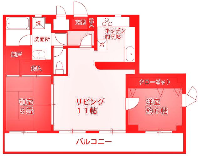 リバーサイドパレス(2LDK/3階)の間取り写真