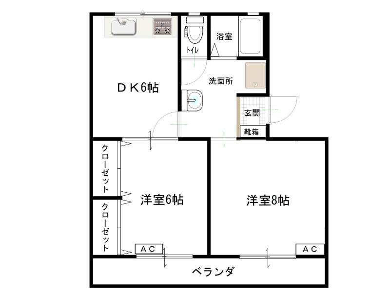 キョーワハイツ豊中(2DK/3階)の間取り写真