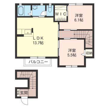 SHA MAISON メゾンサンリバー(2LDK/2階)の間取り写真