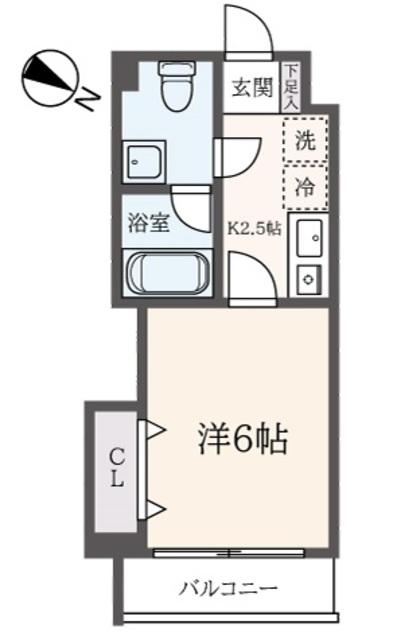 第6ユービコーポ(1K/1階)の間取り写真