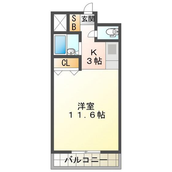 VIP-IN太平洋ノースヒルズ(1K/1階)の間取り写真