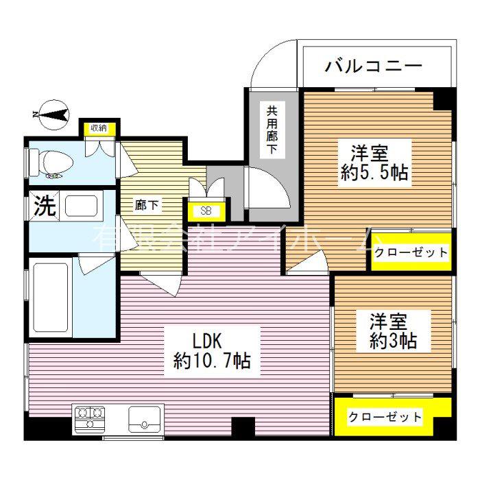 プルミエJ2(2LDK/2階)の間取り写真