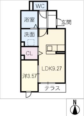 TORISIA岐南(1LDK/1階)の間取り写真
