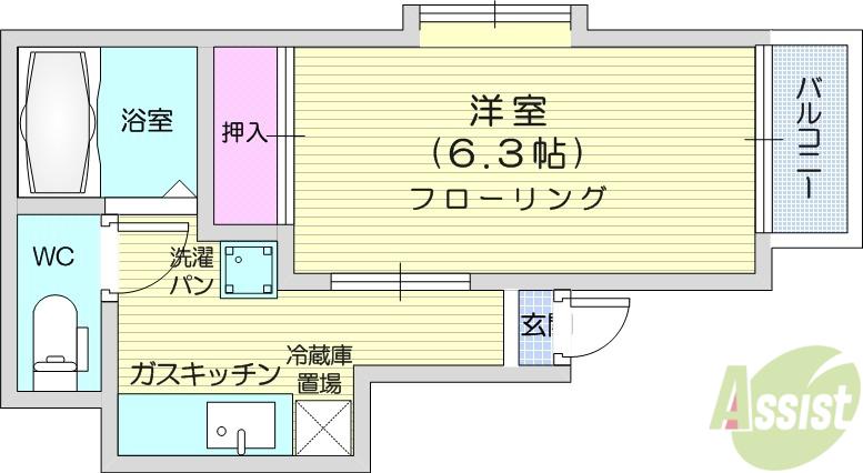 うすゆきそう(1K/1階)の間取り写真