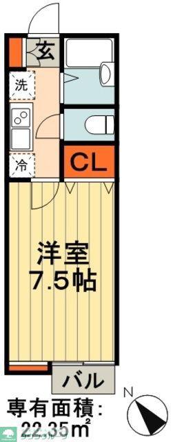 ハイテック新千葉(1K/2階)の間取り写真
