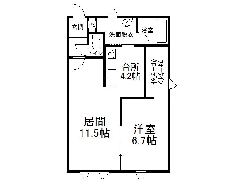ラミアール弥生通(1LDK/2階)の間取り写真