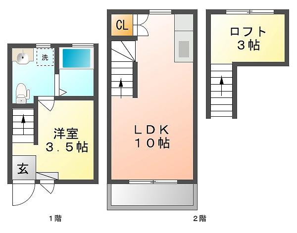 AXISII(1LDK/1階)の間取り写真