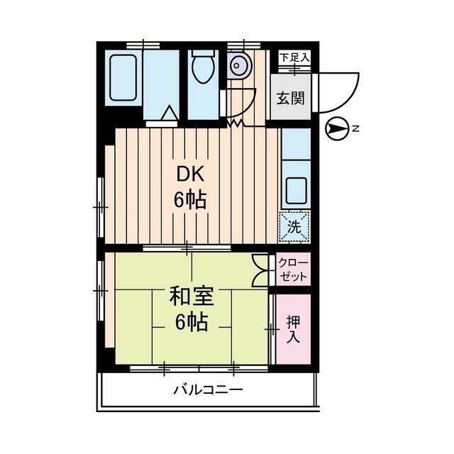 Zマンション(1DK/4階)の間取り写真