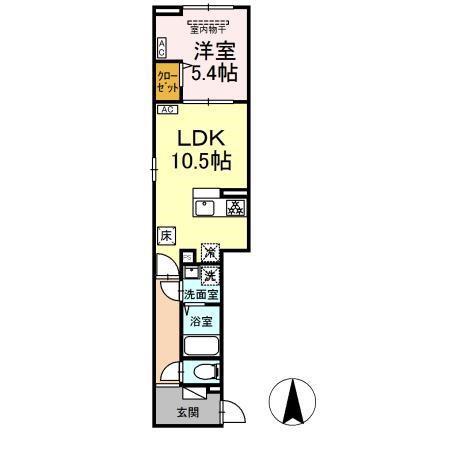 セレスティア大谷田V(1LDK/1階)の間取り写真