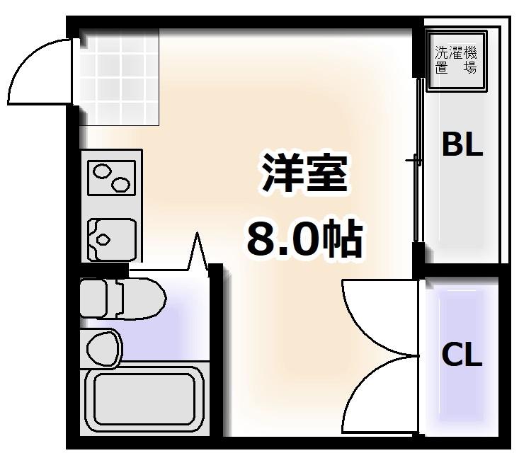 ロイヤル遠里小野(ワンルーム/4階)の間取り写真