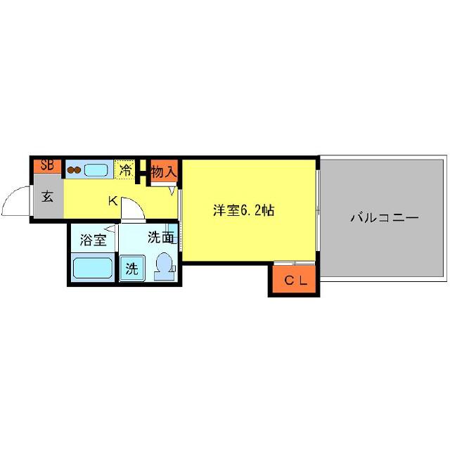 SERENITE本町エコート(1K/2階)の間取り写真