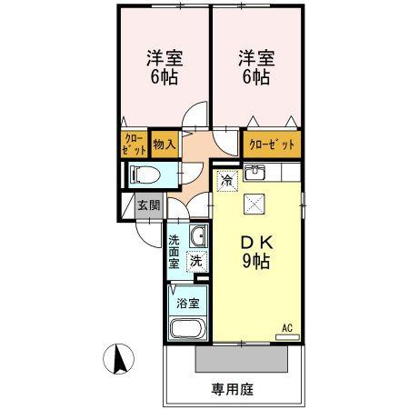 アーバンハイツ28 A棟(2DK/1階)の間取り写真