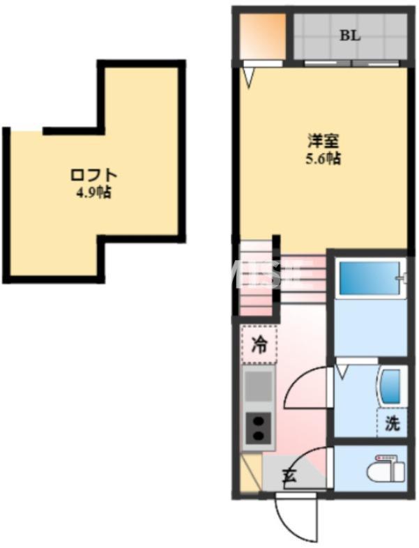 MODERN PALAZZO 西時津A棟(1SK/2階)の間取り写真