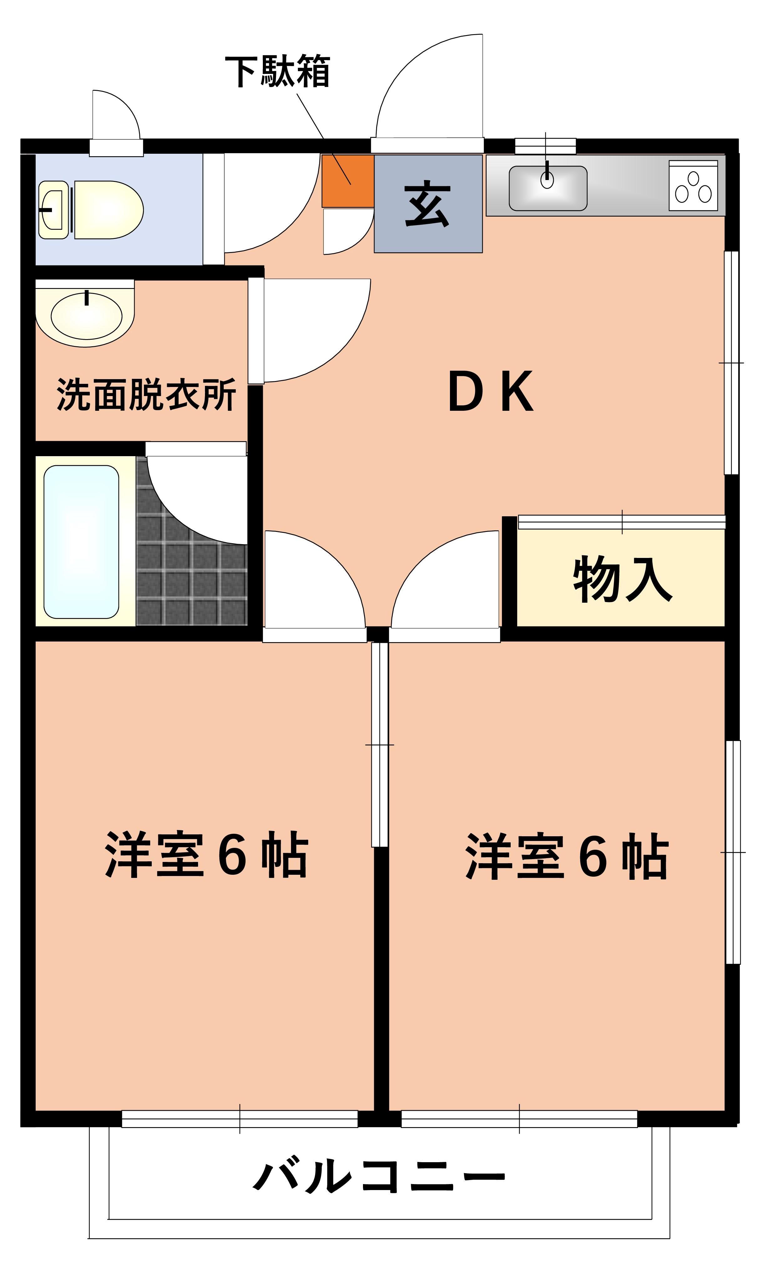 ガーデンブリッジ(2DK/2階)の間取り写真