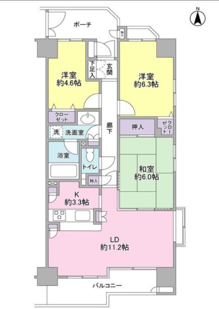 東急ドエルアルス南砂サルーテ(3LDK/5階)の間取り写真