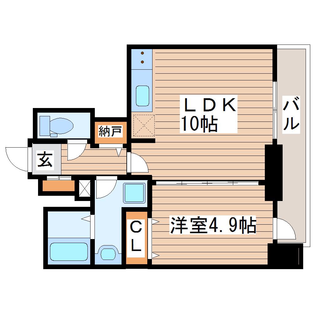 108二十人町(1LDK/3階)の間取り写真