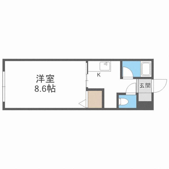 N20マンション(1K/2階)の間取り写真