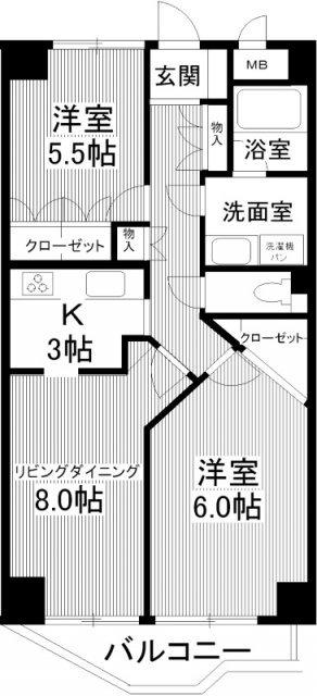パームス鷺宮(2LDK/4階)の間取り写真