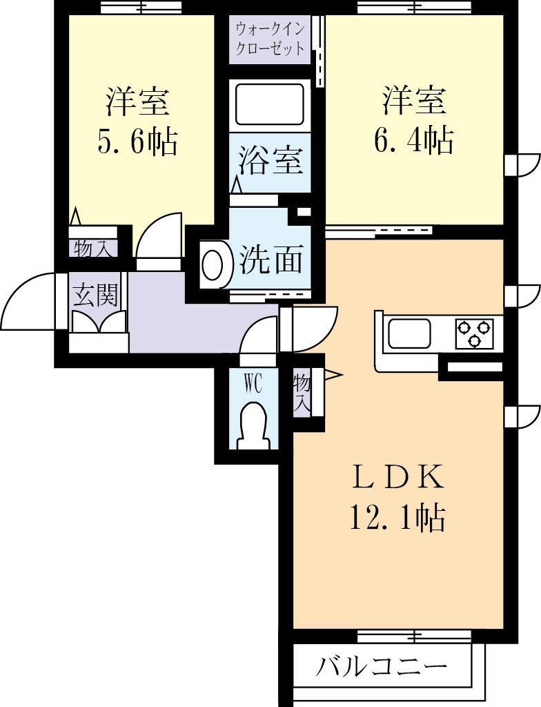 グリーン メイ(2LDK/3階)の間取り写真