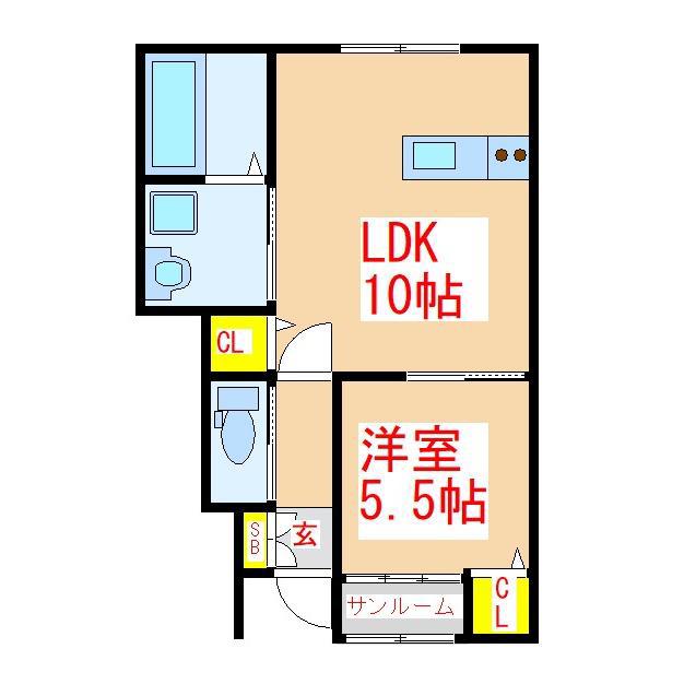 GRI-MAISON(1LDK/1階)の間取り写真