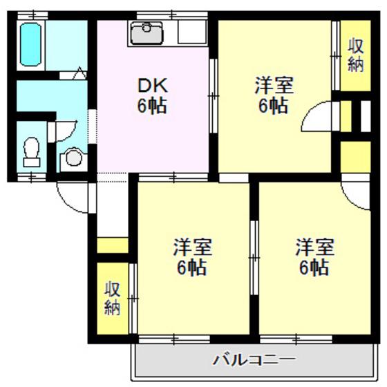 エクセルアレイ AB(3DK/2階)の間取り写真