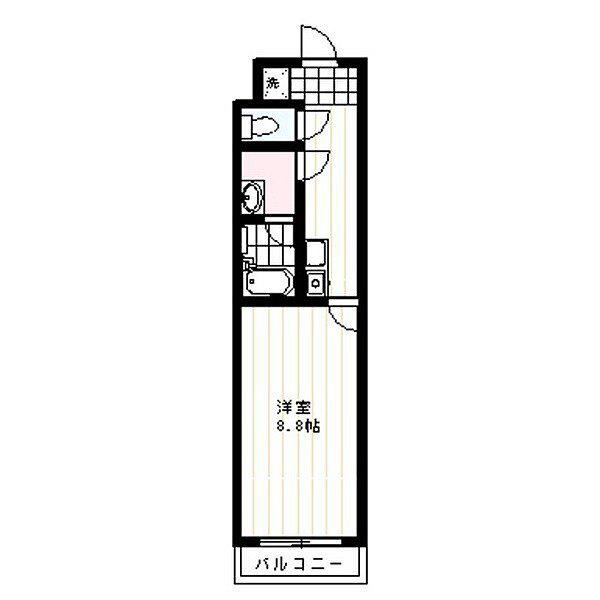 プランドールS(1K/4階)の間取り写真
